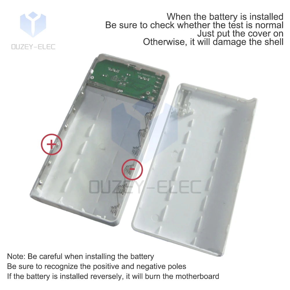 DIY Power Bank Outer Case Solderless 18650 Battery Charger Box 2 USB Output Ports with LCD Display For 6x18650 Li-ion Batteries