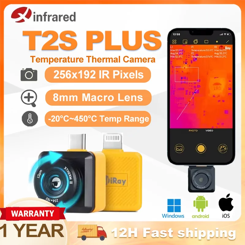 Inray Thermal lmager T2S Plus T2L termocamera lmaging per smartphone telecamera lmaging a infrarossi visione notturna Android tipo C