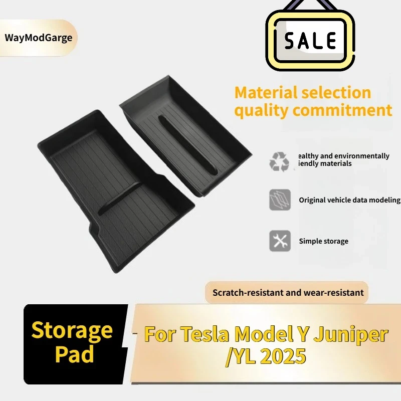 

Для Tesla New Model Y Juniper 2025 Центральное контрастное хранилище и подлокотник, нижний нижний коврик, органайзер, лоток, держатель для карт, аксессуары