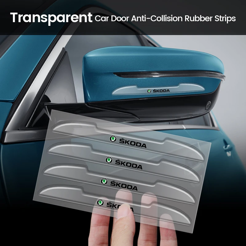 

Защитные полоски для края двери автомобиля, защитная пластина, зеркало заднего вида, наклейка против столкновений для Skoda Fabia 2 3 Karoq