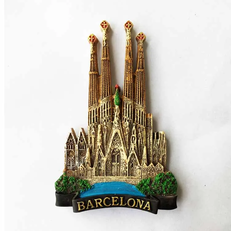 Patrimonio Cultural Mundial España Barcelona Sagrada Familia imanes de construcción tridimensionales pegatinas para refrigerador recuerdo