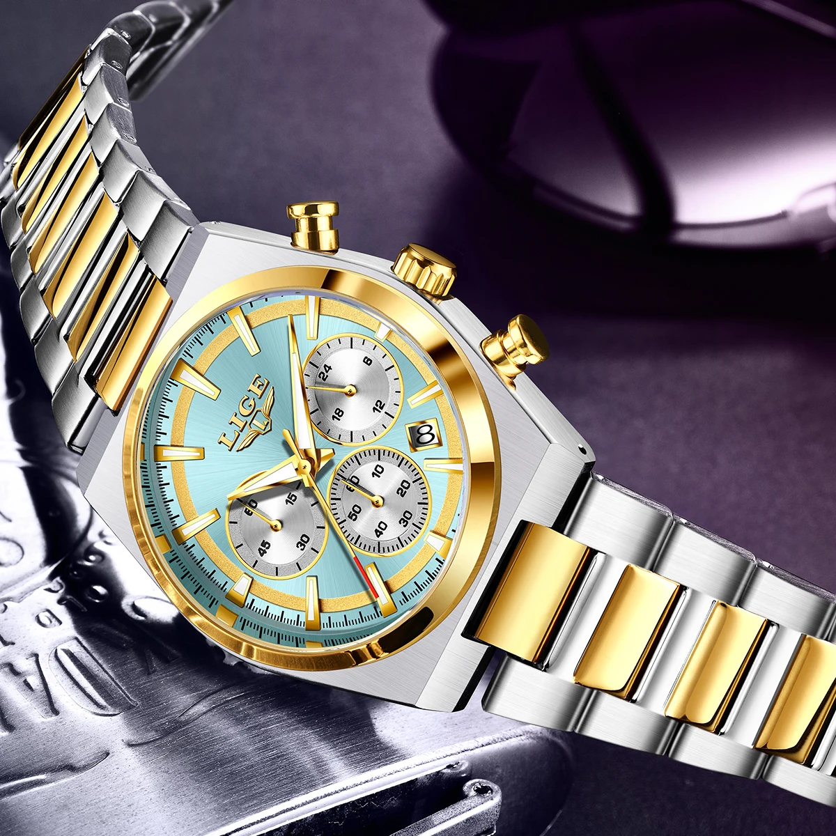 LIGE Business Luxury Quartz Man Watch Classic Stainless Steel Band Waterproof Luminous Clocks Simple Dial Date Watches Male Gift