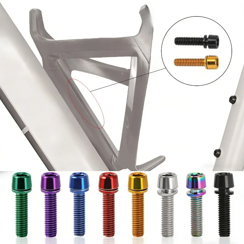 6pcs/set Bicycle Handlebar Screws M5*18MM Titanium-plated Colorful Steel MTB Bike Handle Bar Stem Riser Bottle Holder Bolts