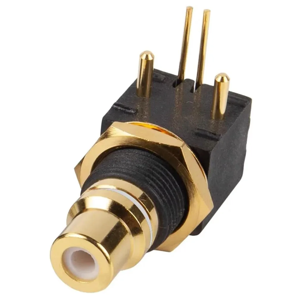 2PCS RCA Female Right Angle Panel Mount Connector | Gold Plated PCB Coaxial Socket for Audio Video Decoder Board