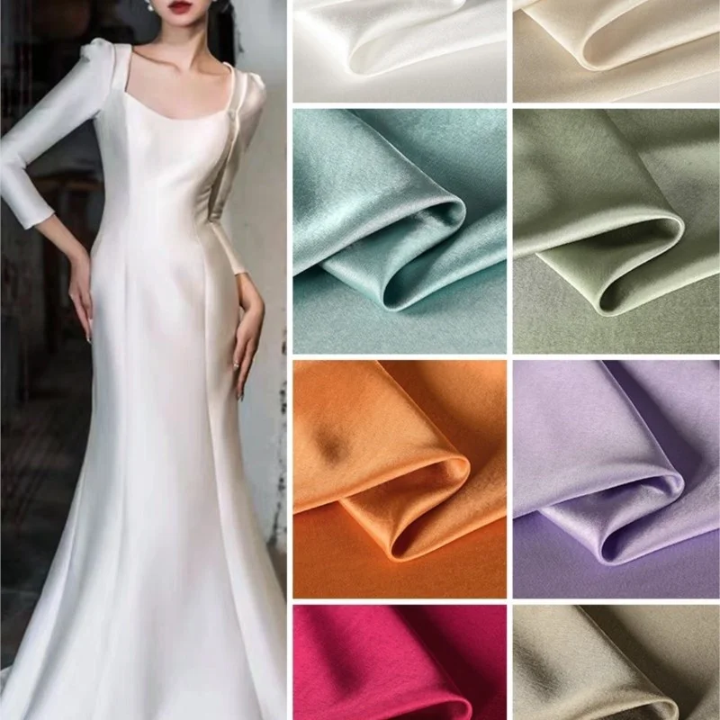 

Light Luxury Glossy Imitation Acetate Double Velvet Satin Solid Color Silky Smooth Skin-Friendly Dress Suit Fabric