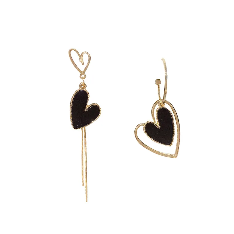 2024 New Fashion Korean Temperament Network Red Fashion Personality Everything Asymmetrical Love Earrings Earrings Female