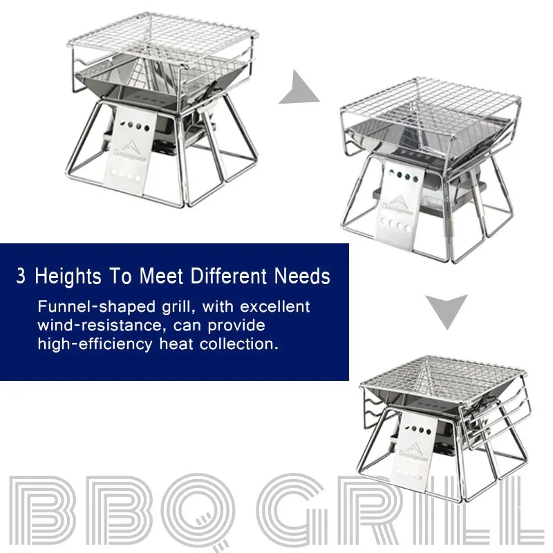 YOMEEI Portable Stainless Steel BBQ Grill Non-stick Folding Mini Pocket Barbecue Grill Outdoor Camping Picnic Tool