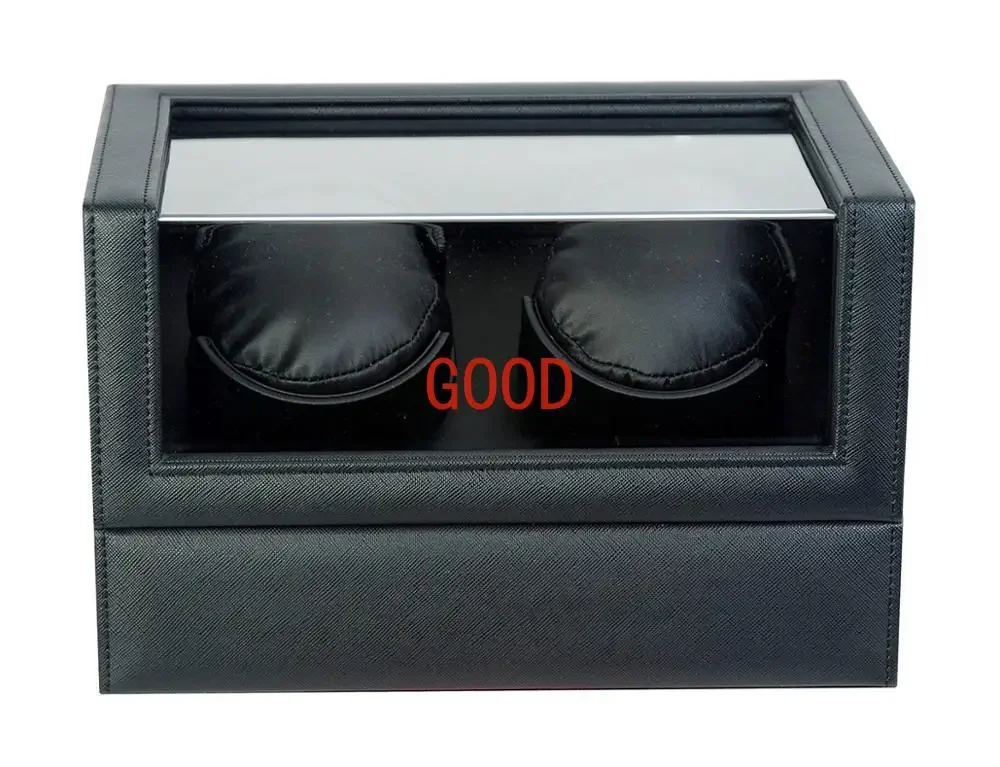 Battery Powered Winders Cross Pattern Leather Triple Watch Rotation Box
