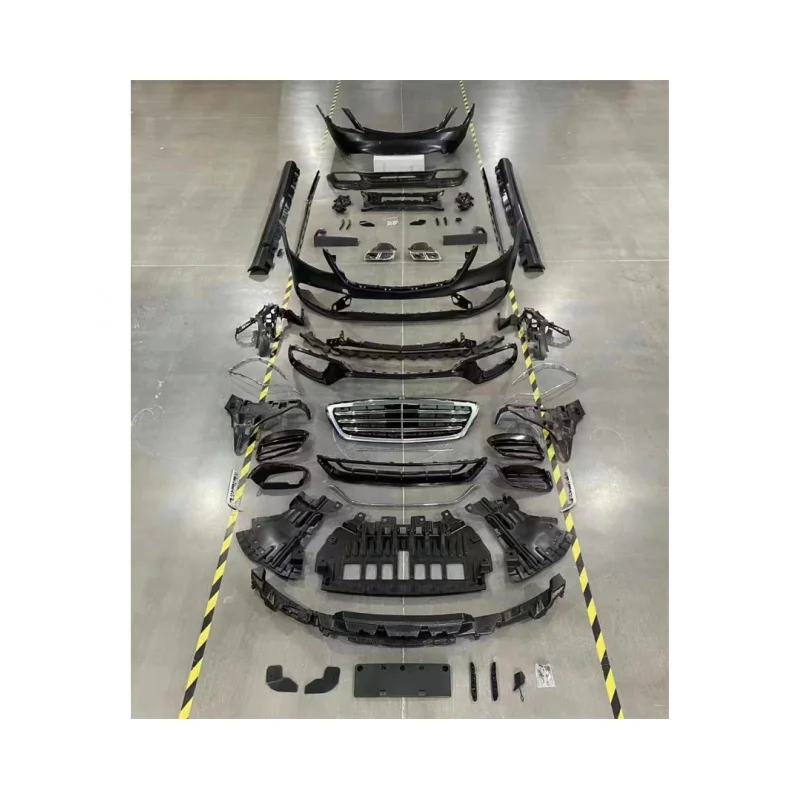 Suitable Car Body Kit for Mercedes Benz S Class W222 2018-2020 to S63 Including Front and Rear Bumper with Grille, Headlight