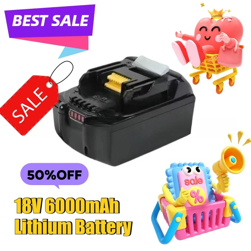 

18V 6000mAh for Maki Mutian BL1830 BL1850 Cordless Power Tool Lithium Battery