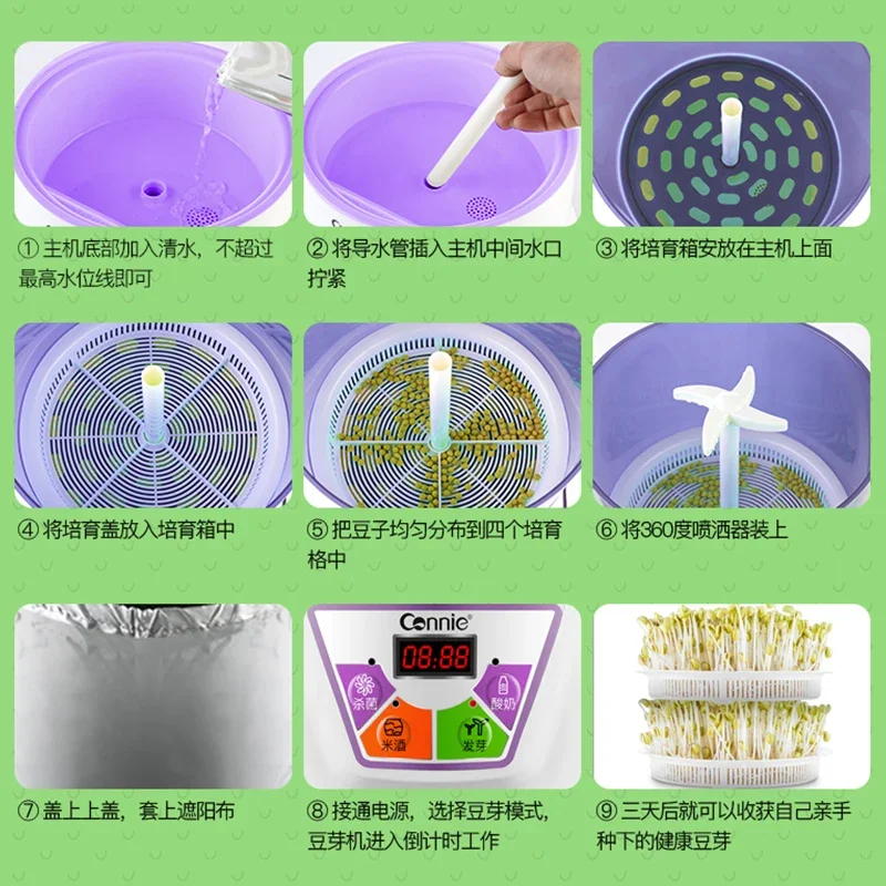 Tauge Machine 220V Thuis Keuken Apparaat Automatische Tauge Pot Thuis Spruit Kwekerij Apparaat Kielkownica