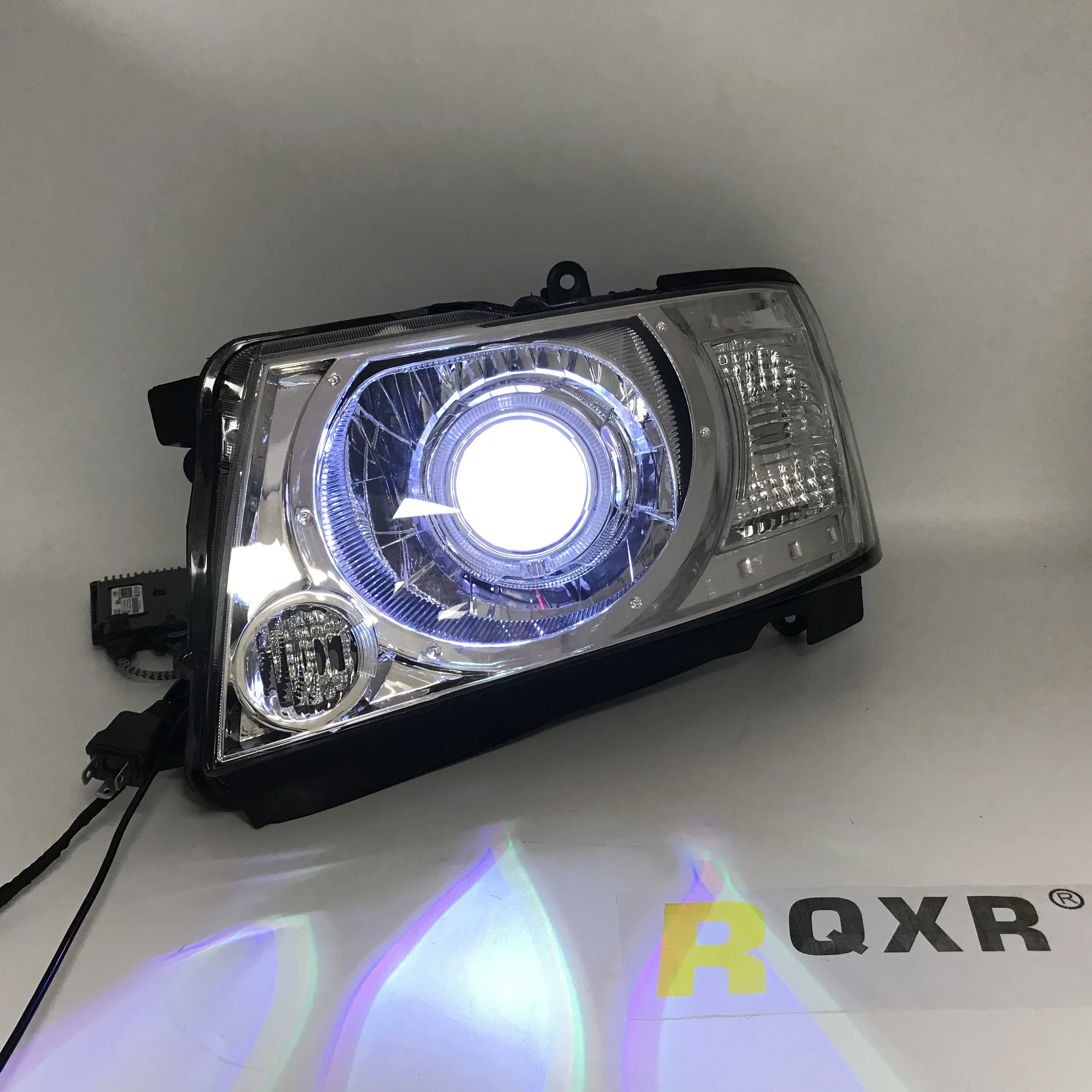 Led Xenon Headlight Assembly for Nissan Patrol Y61 04-18 Cob Angel Eye Daytime Running Light Left and Right With Remote Control