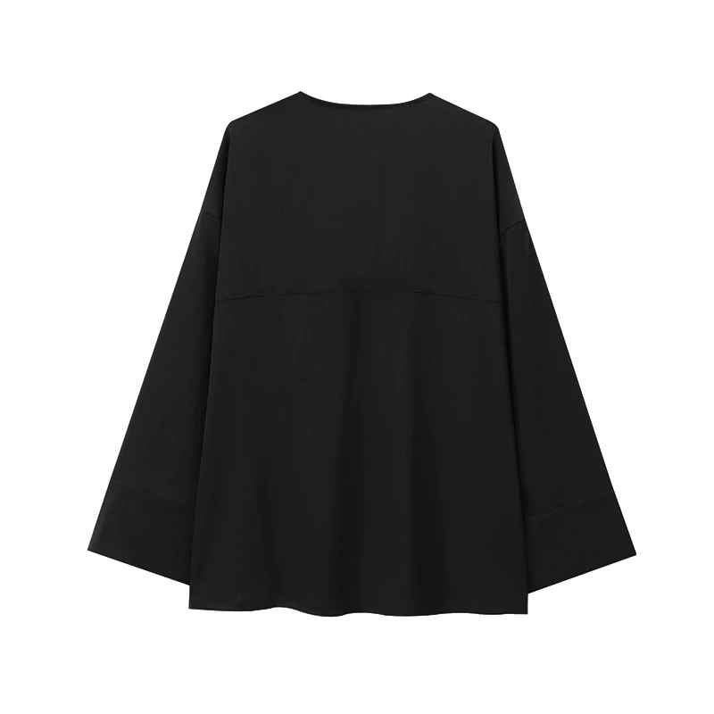 Abrigo elegante de manga larga con cuello en V, ropa de abrigo holgada con lazo y puntadas abiertas, ropa de calle, abrigo fino con textura de estilo Simple