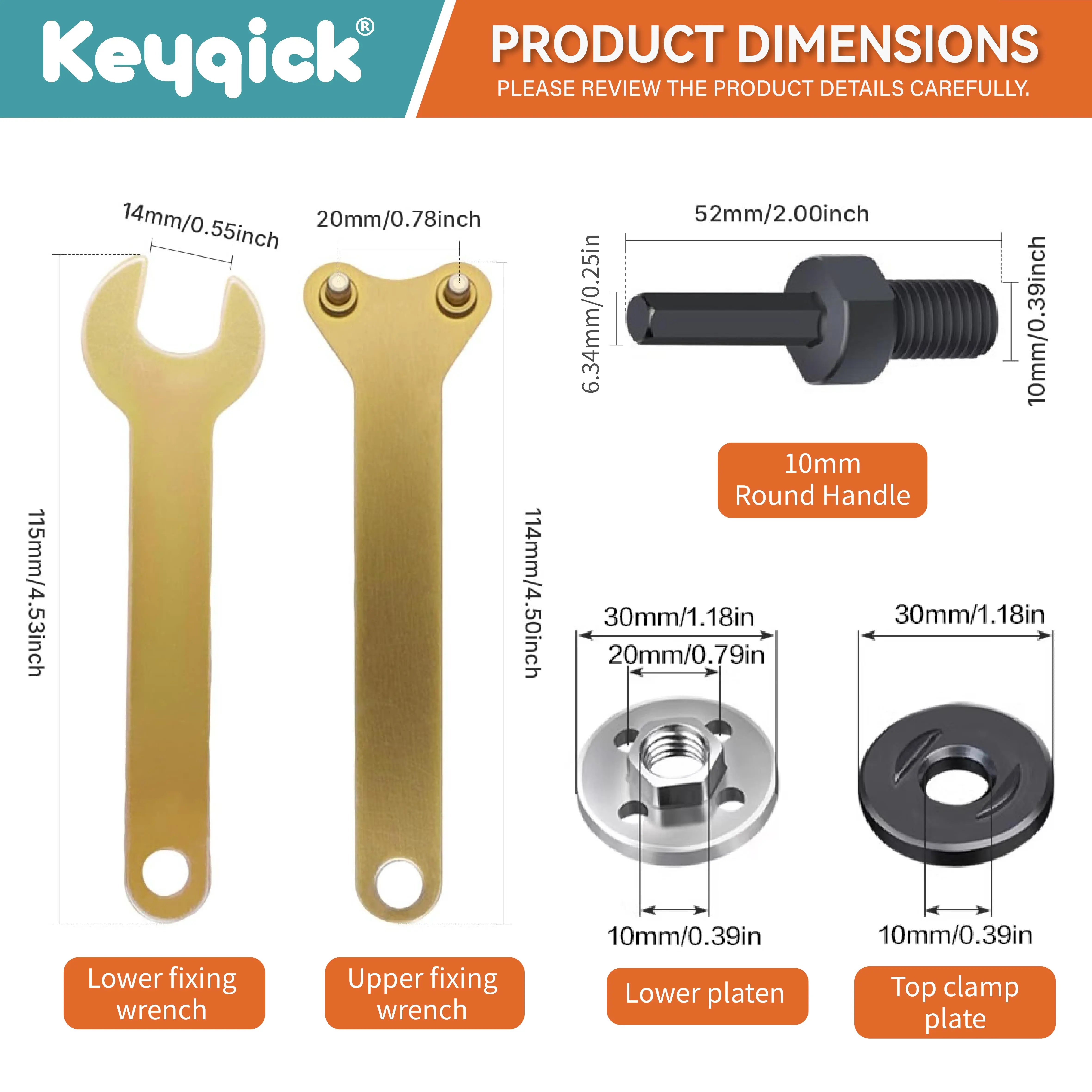 5Pcs Metal Angle Grinder Drive Shaft Assembly, Electric Drill Conversion Connecting Rod Kit, Heavy Duty Flange Plate & Wrench Set for Grinding Cutting Polishing