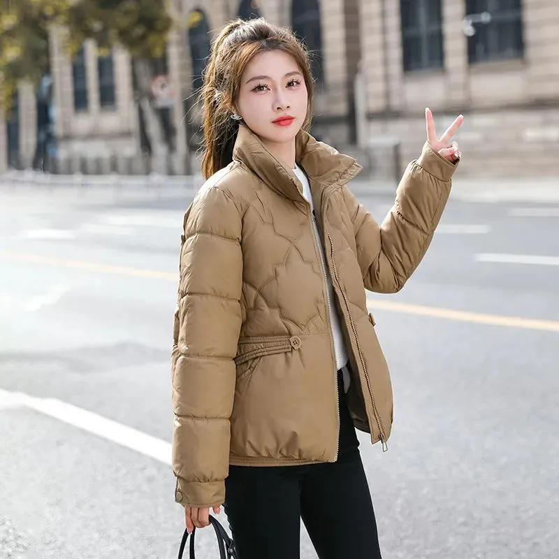 Winter Parkas Short Down Padded Jacket Women New Fashion Stand Collar Thick Cotton Clothes Female Casual Loose Outwear Tide B522