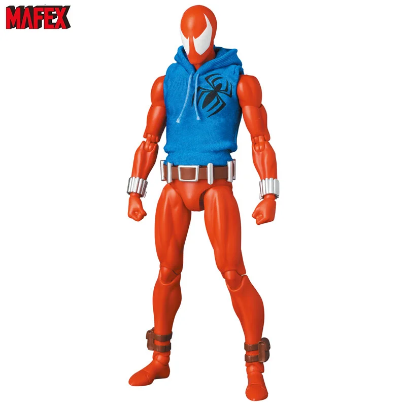 100% 오리지널 MAFEX 186 MAFEX 스칼렛 스파이더 코믹 버전 스파이더맨, 애니메이션 액션 컬렉션 피규어 모델 완구, 재고 있음