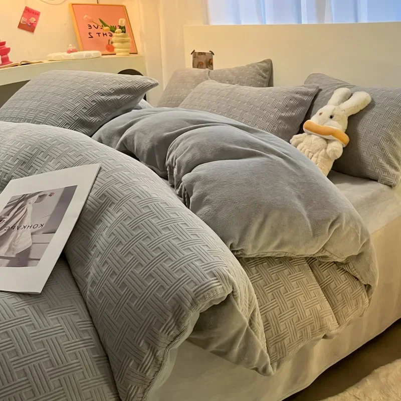 

Новинка 2024, 3D зимний утолщенный молочный флисовый пододеяльник с гравировкой, двусторонний флисовый пододеяльник из кораллового флиса, одноместный пододеяльник для общежития