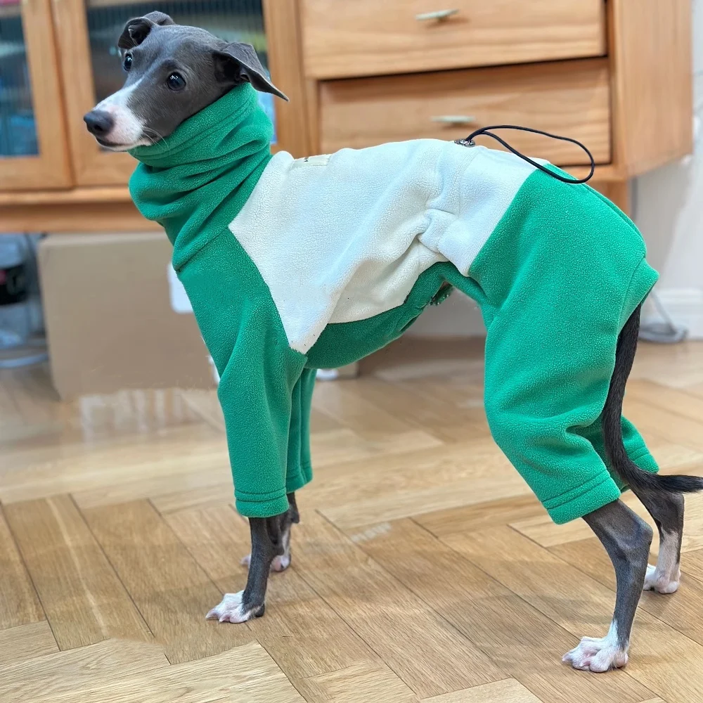 Italy Greyhound Warm Green 4-legged High-Neck Sweatshirt Winter Jacket Coat for Poodle Teddy Autumn Soft Loungewear for Mid Dogs