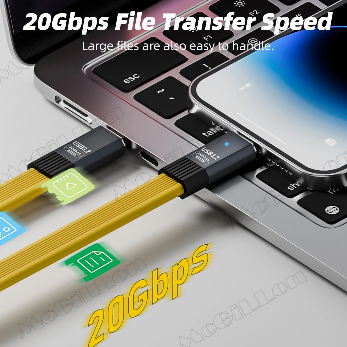 USB3.2 USB C to Type C PD100W Cable 8K@60Hz 20G USBC for ThunderBolt3 TB3 Macbook iPad Samsung Google Pixel NS Switch Steam Deck