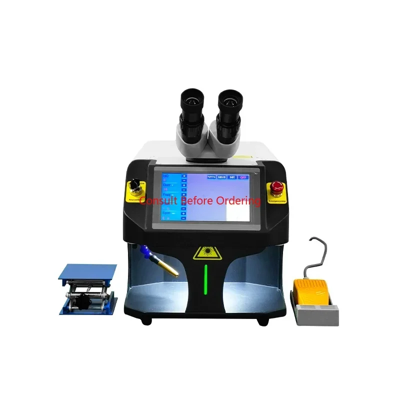 Saldatrice per gioielli da tavolo da 100 W Nuova fibra in condizioni per gioielli in metallo in acciaio inossidabile in alluminio oro argento