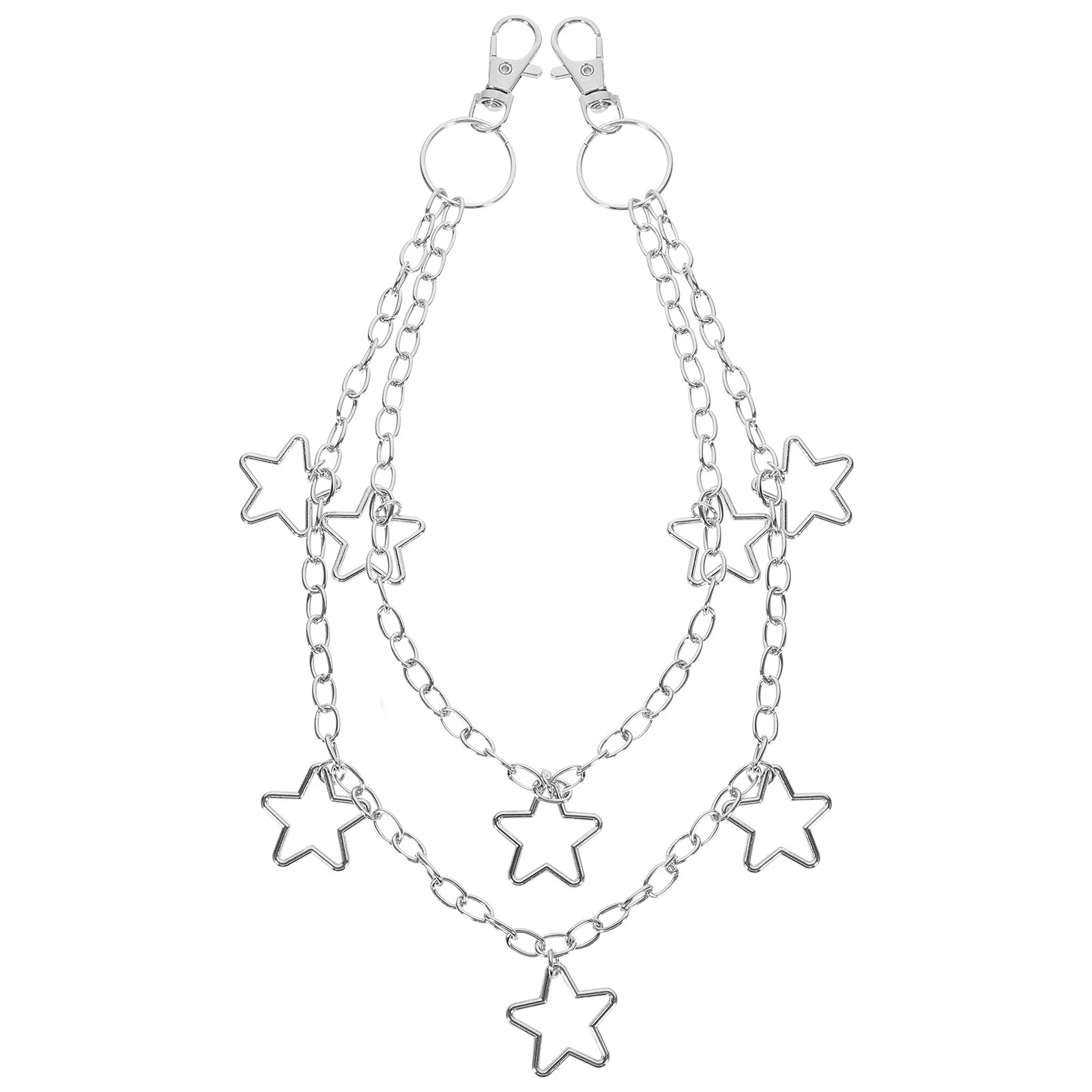 

Pentagram Pendant Jeans Chain Waist Trousers for Women Accessories Double-layer Alloy