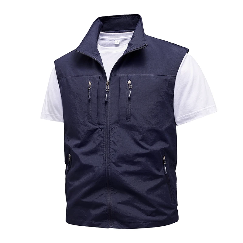 New Spring Men Outdoor Casual Vests Mens Summer Waterproof Breathable Fishing Waistcoat Mens Autumn Fashion Vest Jacket Male