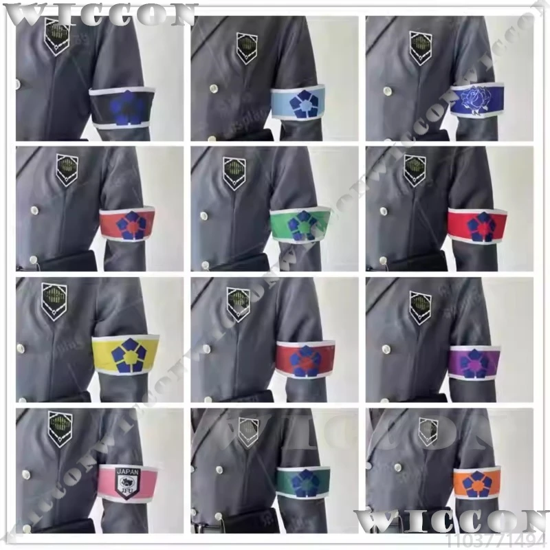Anime azul cosplay traje isagi yoichi bachira meguru chigiri hyoma prop impresso braçadeira conjunto feminino masculino Holloween personalizado