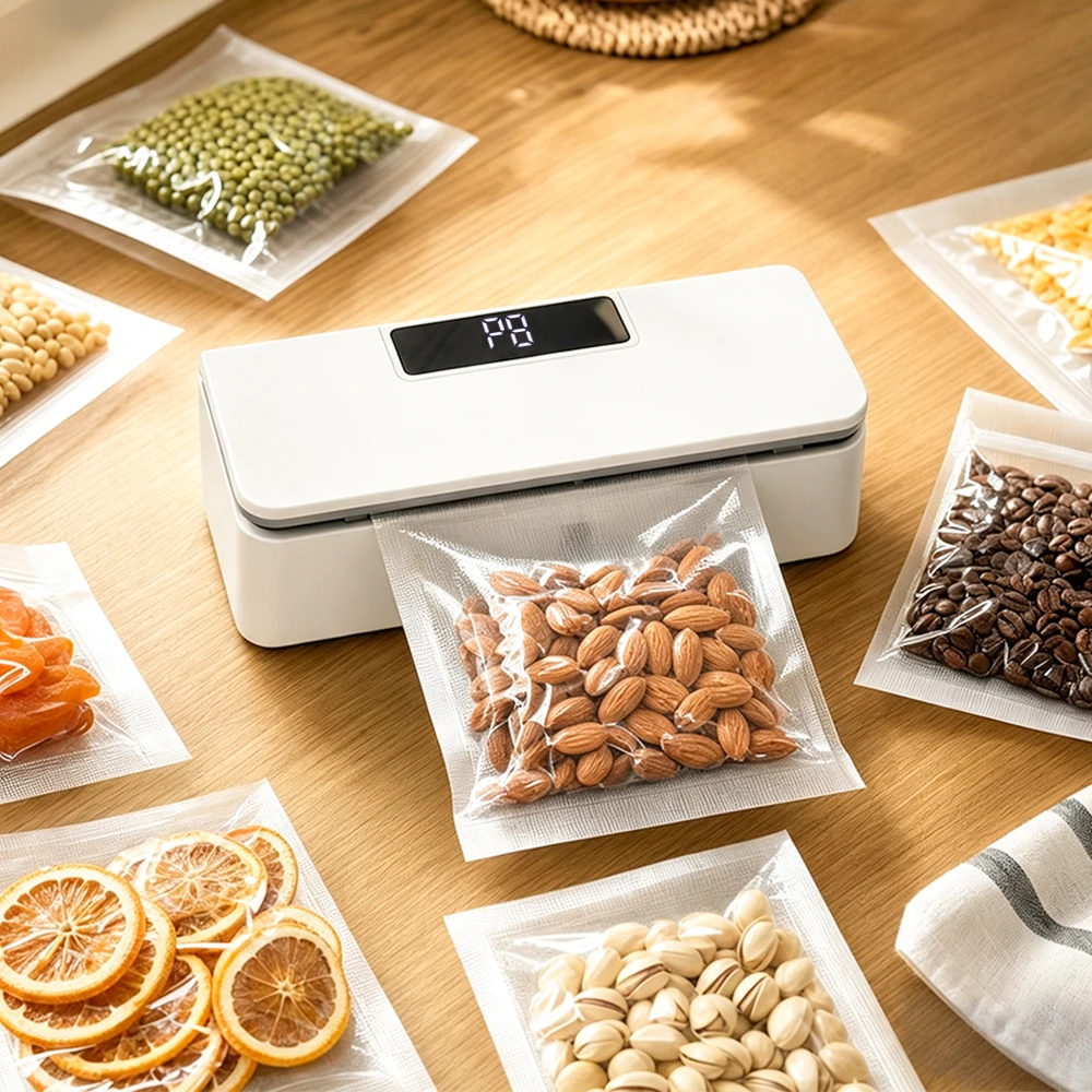 2 in 1 Plastic Bag Sealer Heat Bag Sealing Machine Handheld Rechargeable Food Packaging Thermal Sealer for Kitchen Use