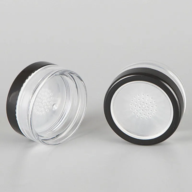 10pcs/Lot 10g Black Clear Cap Loose Powder Compact With The Grid & Lid PP Powder Jar Packing Container Empty Powdery Cake Box