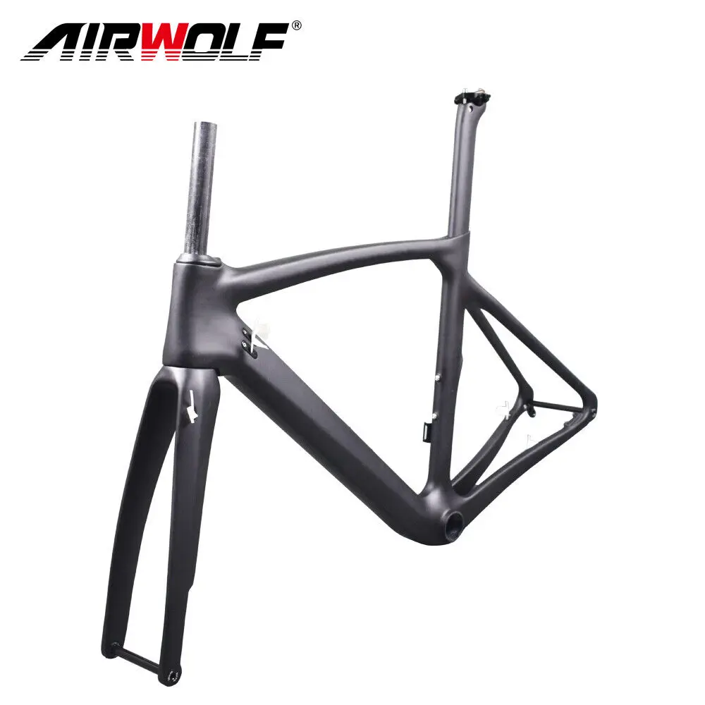 

Airwolf 700C Carbon Bike Road Frame Disc Brake 50/53/55/57CM Thru Axle 142*12MM Carbon Road Bike Frame Carbon Bicycle Frame