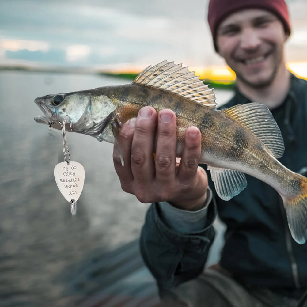 Pick Hook Gift for Fisherman Fishing Lures Fathers Day Engraved Bait Fishhook Personalized