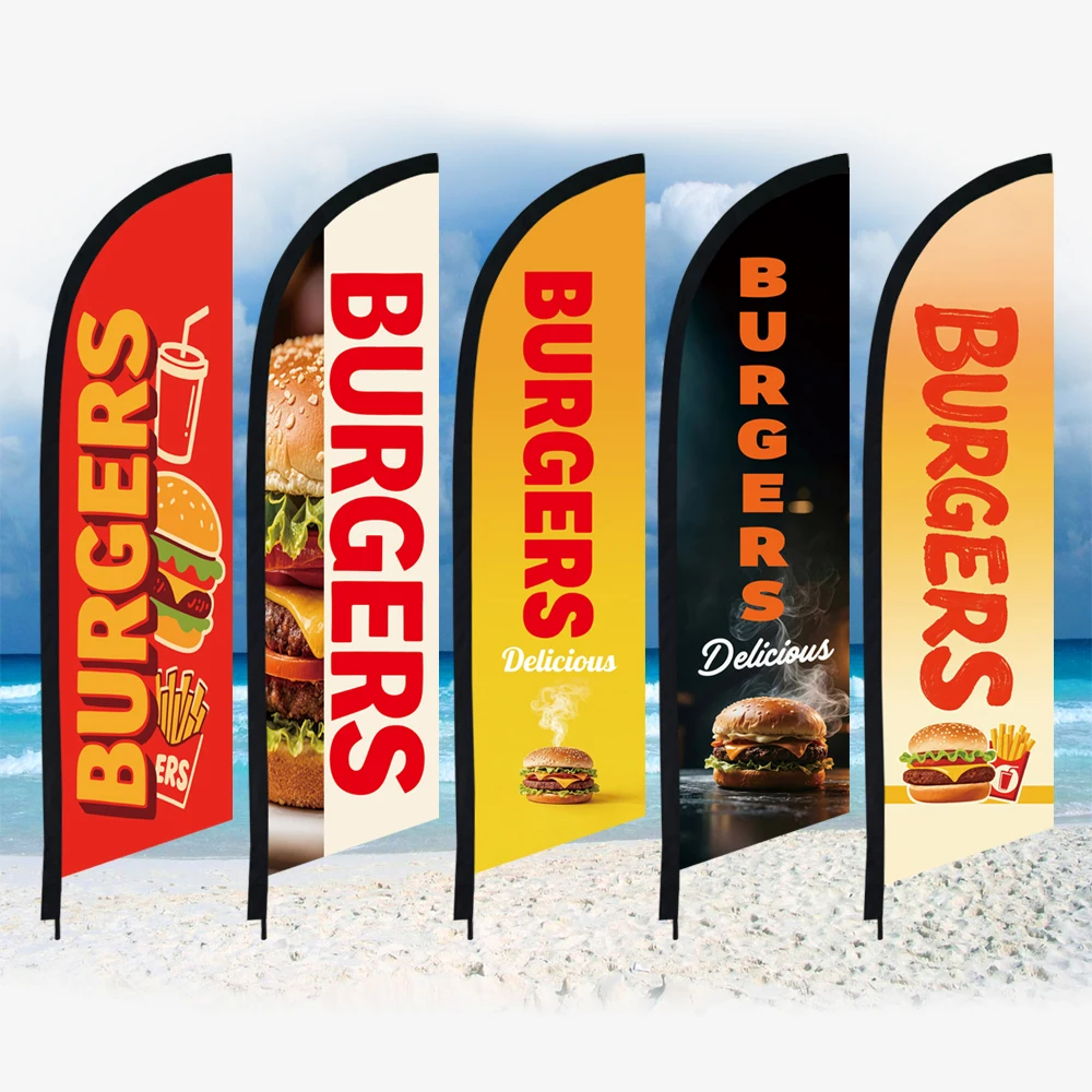 Delicious Burger Poster Feather Flag Only Swooper Without Pole Beach Flag Custom Outdoor  Advertising Decoration