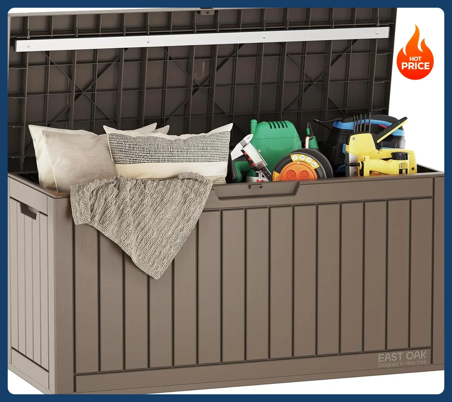 

[Бесплатная доставка! ] Ящик для хранения на открытом воздухе, коробка для террасы на 60 галлонов для использования в помещении и на открытом воздухе, водонепроницаемый контейнер для хранения из смолы для подушек для патио,