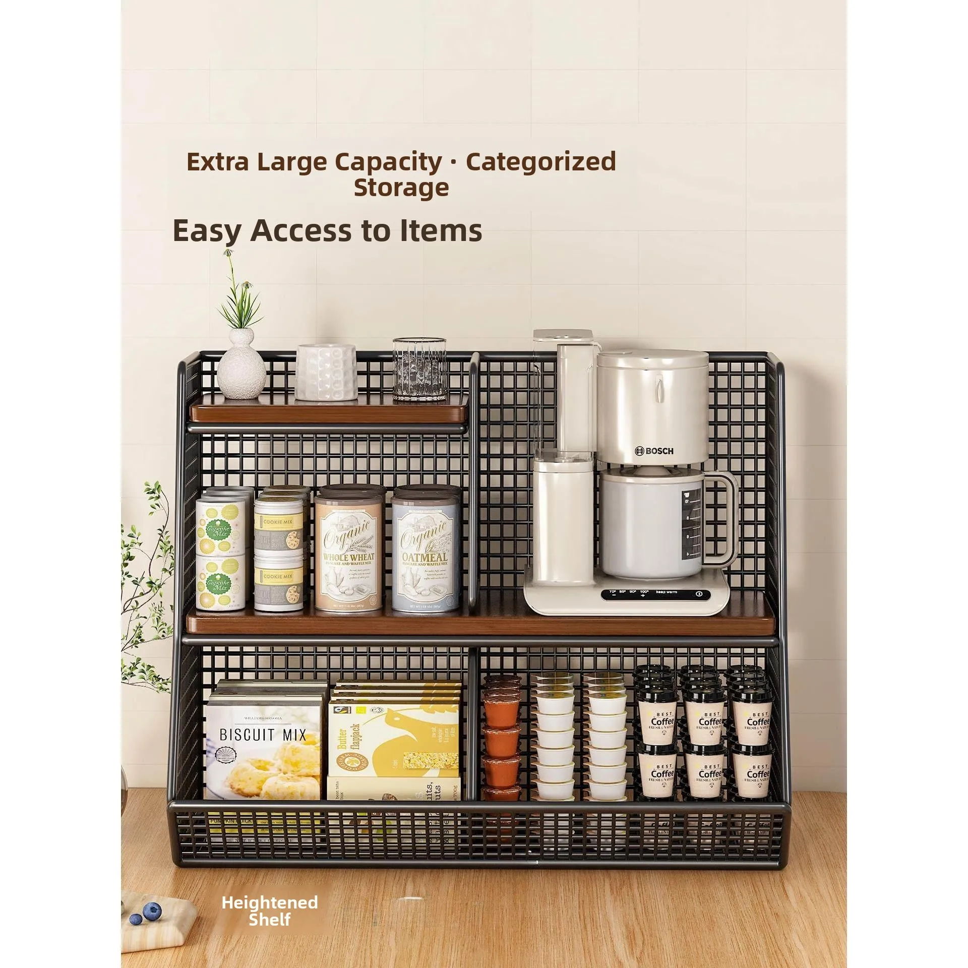 High Aesthetic Value Kitchen Tabletop Organizer Rack Snack Layered Arrangement Tool Cup And Miscellaneous Items Storage Box