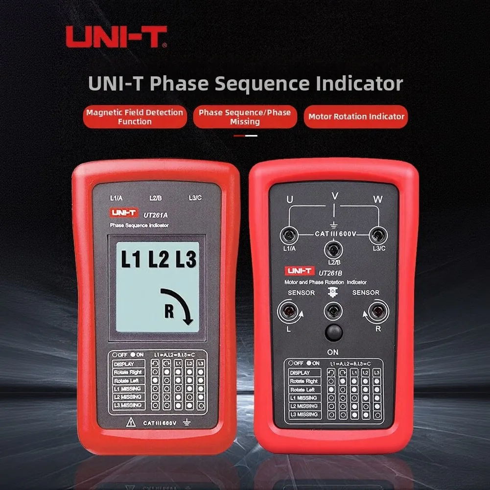 UNI-T UT261A UT261B 3Phase Sequences Meter Phase Missing Motor Rotation Indicator AC Voltage Frequency Phase Sequences Detector