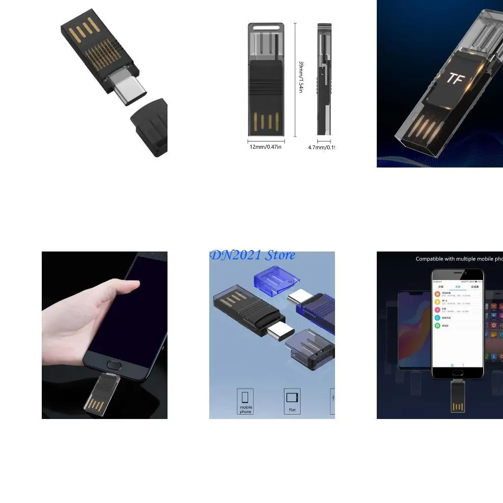 F3KE 2 in 1 Card Reader USB Memory Reader Micro TF Card High Speed Reader