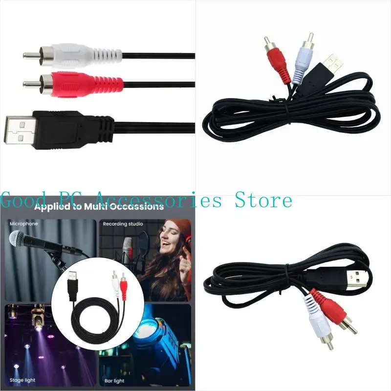 

R53C Flexible USB Male To 2RCA Male Conversion Adapter Cable Cord 1.5m For Multimedia