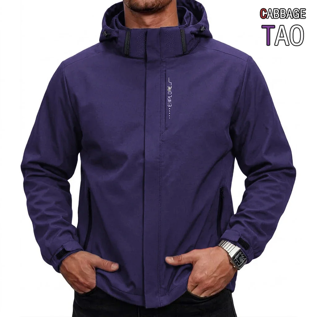 Mens Waterproof Tactical Windbreaker Jacket Detachable Hooded Multi Pocket Cargo Work Coat Cycling Rain Outerwear for Men