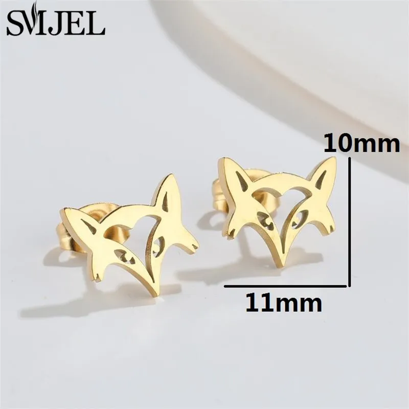 SMJEL Mini Stainless Steel Animal Earrings for Women Cartoon Koala Fox Bunny Tiger Horse Earings Punk Pterosaurs Studs Girl Gift view 2