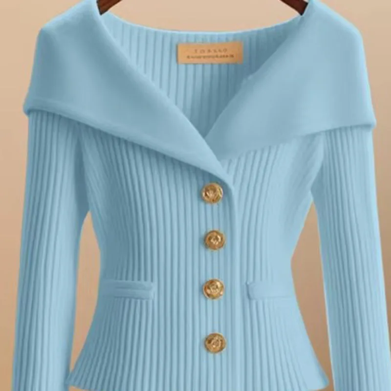 

2025 НОВЫЙ модный вязаный свитер, женский кардиган на пуговицах на талии, свитер, пальто, весенне-осеннее верхнее пальто, трикотажная куртка женская