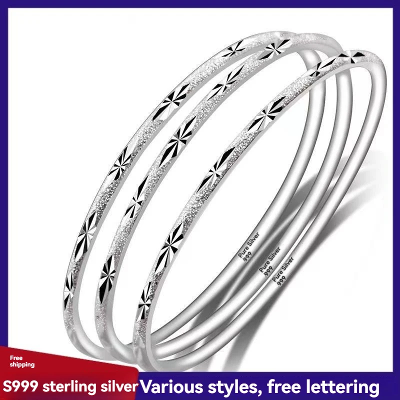 Bracciale da donna con tre anelli in argento sterling S999, design cielo stellato, gioielli alla moda, regalo di compleanno di San Valentino