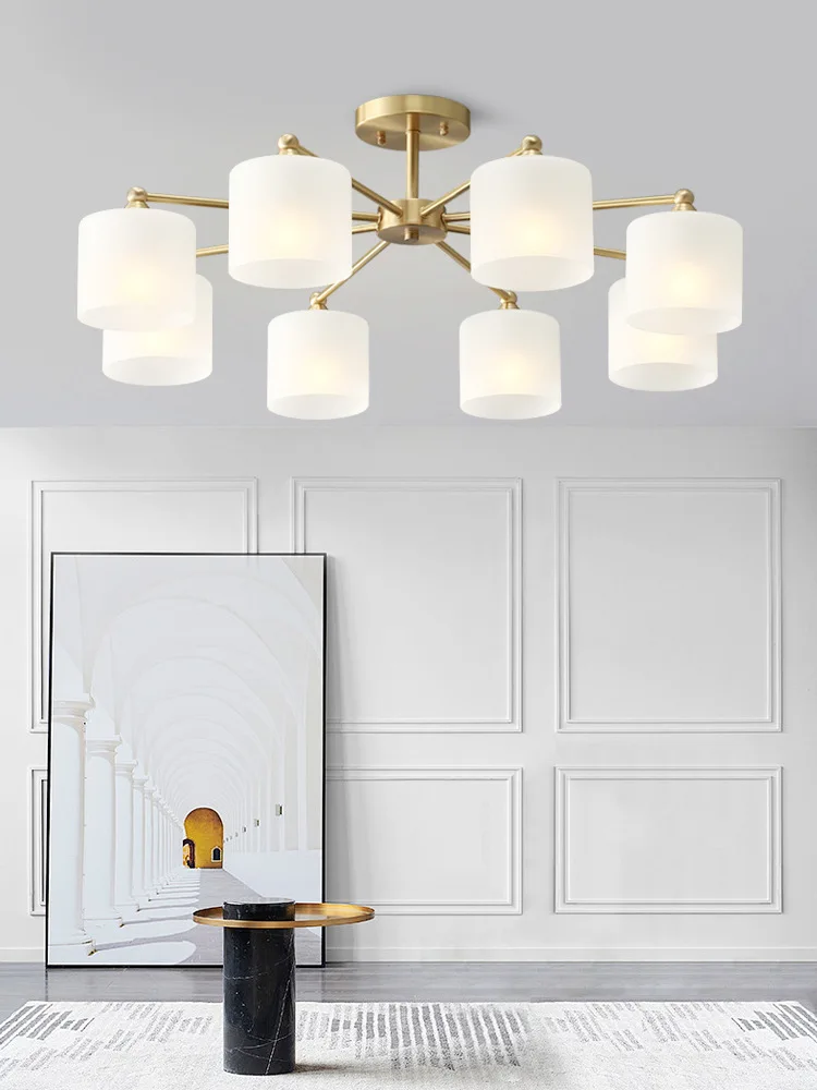 

Living room lamp, room lamp, all copper chandelier, Nordic simple modern dining room lamp, household headlamp, American light