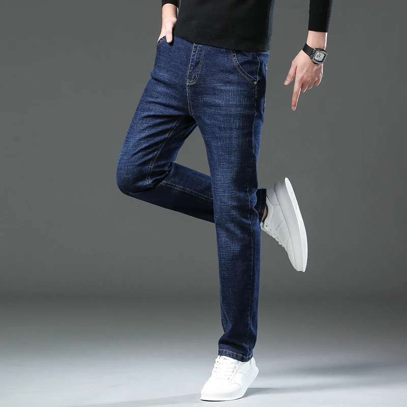 

2025 Autumn and Winter Men's Jeans, Men's Loose Straight Leg Middle-aged Business Elastic Casual Men's Pants