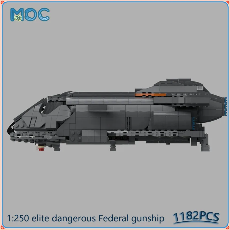 1:250 Scale Elite Dangerous Federal Gunship Spaceship MOC Building Blocks DIY Assemble Bricks Space Collection Toys Gift 1182PCS