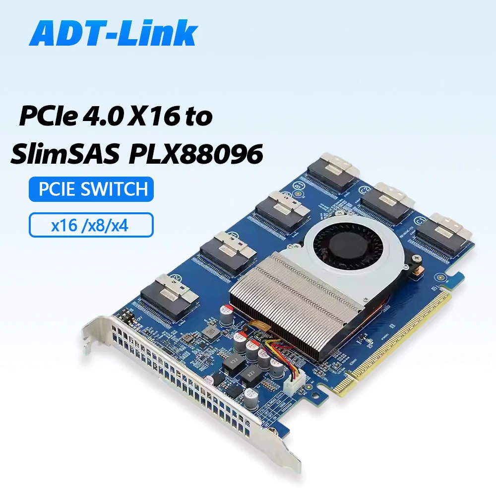No‑Split SWITCH PLX88096 Expansion Card PCIe 4.0 X16 External GPU HDD 8654 Interface Support X16/X8/X4 for eGPU SSD U.2/M.2