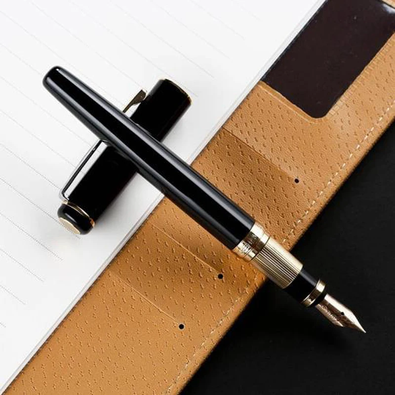 Hero 300 Black Barrel 12K Gold 0.5mm Nib Fountain Pen Golden Trim Office School Writing With Gift Box Pen Set Accessory