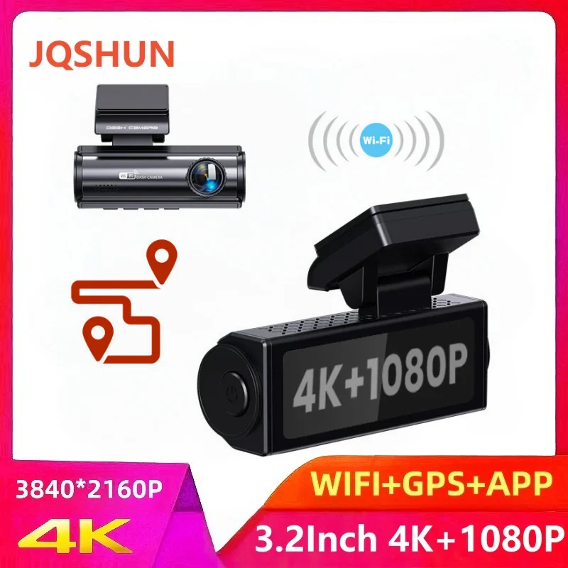 

Новый 4K 3,2-дюймовыйDash Cam с двумя объективами Ultra HD Real Автомобильный видеорегистратор с камерой WIFI GPS APP Задний вид Ночное видение WDR Видеорегистратор 24H Парковка