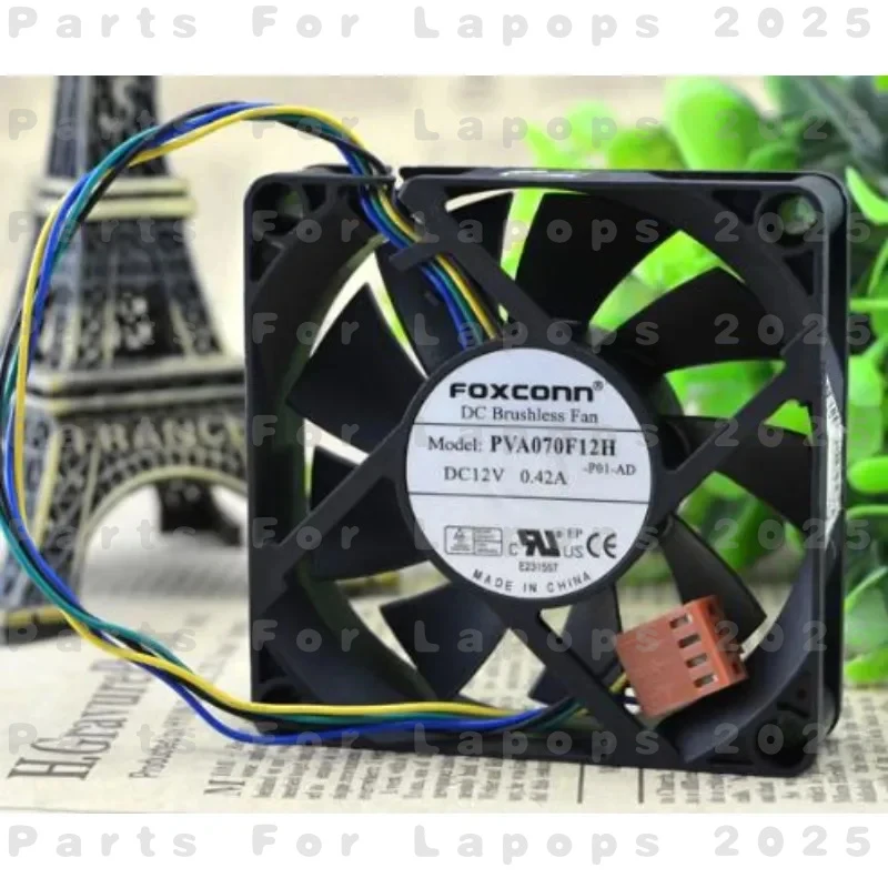 

j New Fan For FOXCONN PVA070F12H 12V 0.42A 7CM 4-Wire PWM Cooling Fan 1PCS 70×70×20mm