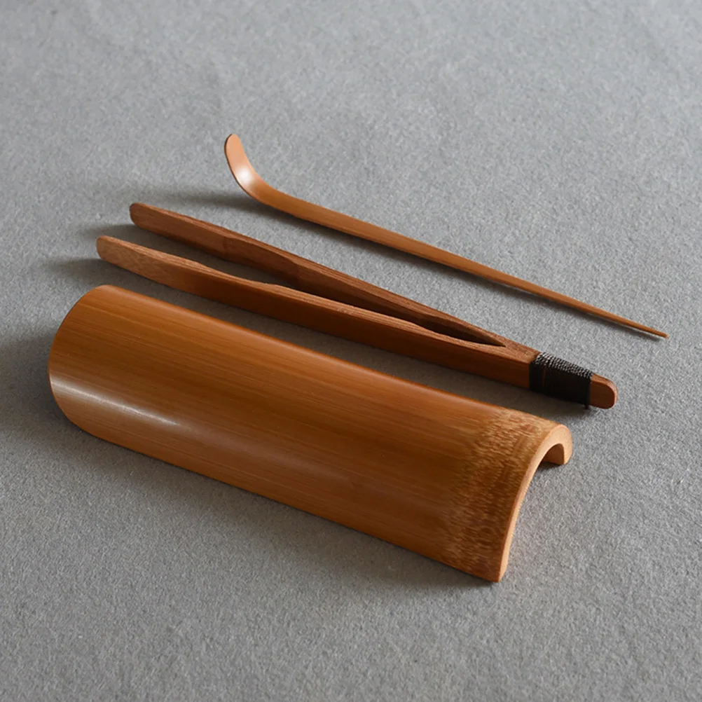 

3 Pcs Bamboo Tea Accessories Kit Including Tongs Scoop Leaves Holder Practical Ceremony Utensils Environmentally