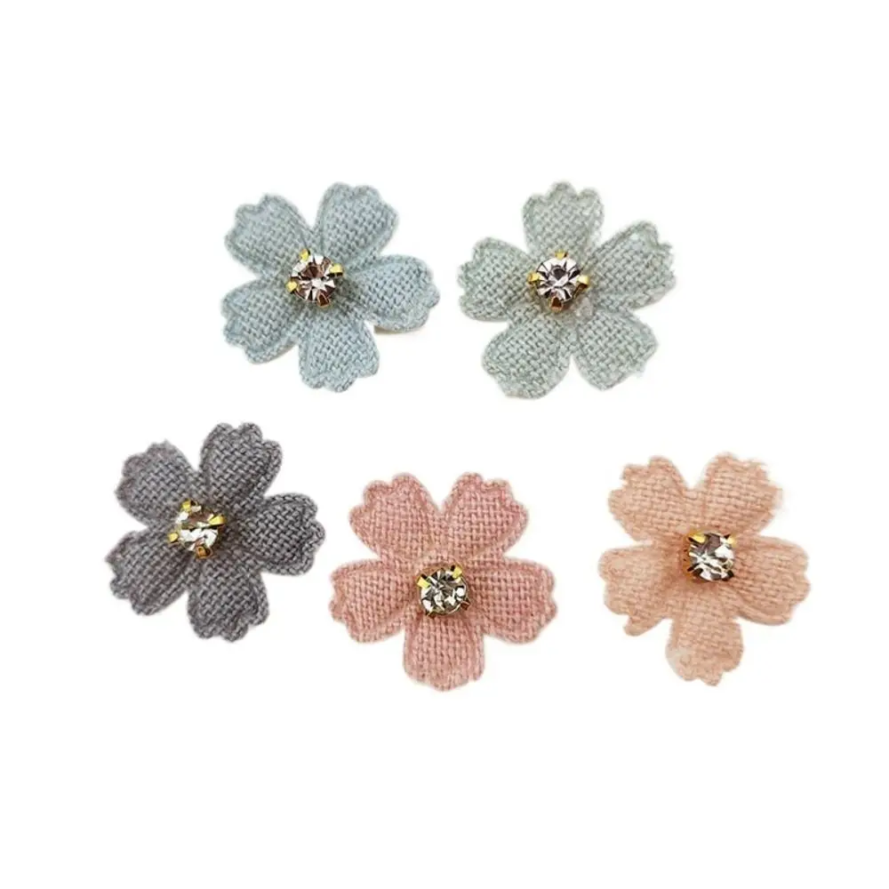 50PCS Headwear With Rhinestone Flower Applique Embroidery multicolor Flower Patch Fabric Multi-purpose Hair Clips Decor